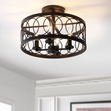 Sylvain 15.5" Metal LED Semi Flush Mount - JONATHAN Y
